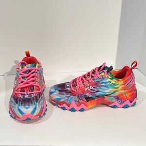 Fila Tie-Dye Trail Sneakers in Pink, Blue, Yellow & Orange